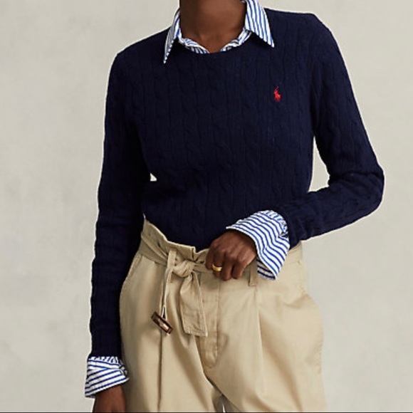 Polo Ralph Lauren Sweaters - Polo Ralph Lauren Navy Blue Lambs Wool Sweater Size Large